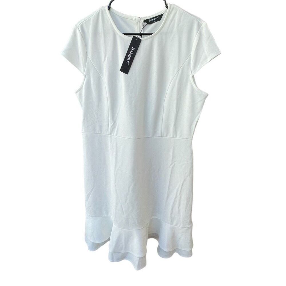 NWT Allegra K size L A line dress ruffled hem cap sleeves.